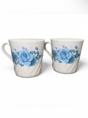 Corningware Pair of blue floral cups